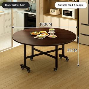 Table à manger pliable au design moderne, table pliante en aluminium, table portable à grand panneau de style bois pour la <span class=keywords><strong>location</strong></span> de chambres, usage domestique - Product Image 3