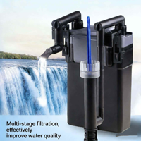 Filtre d'aquarium HBL-8 à débit d'eau réglable, filtre suspendu pour aquarium avec écrépineur d'huile