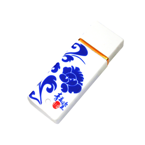<span class=keywords><strong>แฟลช</strong></span>ไดรฟ์ USB 2.0 ลายครามสีน้ำเงินขาว ความจุ 64GB 32/16/8/4/2GB กล่องของขวัญสไตล์จีน รับทำโลโก้บริษัท รับประกัน 1 ปี - Product Image 1