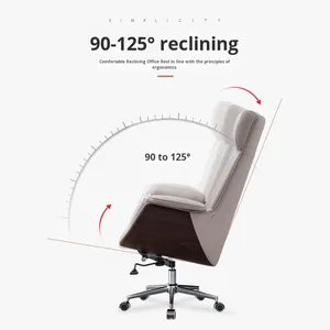 <span class=keywords><strong>Sedia</strong></span> Direzionale <span class=keywords><strong>Comoda</strong></span> per Casa/<span class=keywords><strong>Ufficio</strong></span> con Seduta in Vera Pelle, Design Girevole Semplice per Lunghe Sessioni al Computer - Product Image 4