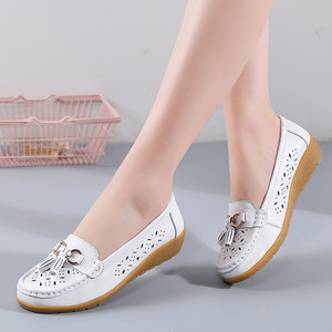 Mocassins en cuir pour femmes, chaussures décontractées à bout rond, chaussures plates pour la conduite, chaussures pour femmes - Product Image 5