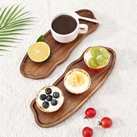 Assiette de table créative transfrontalière en bois massif d'acacia en forme d'arachide, plateau en bois pour fruits, collations et tasses à thé, assiette nuage
