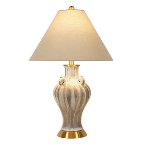 Chinese hotel home living room restaurant decorative bedside antique brown ceramic table lamps