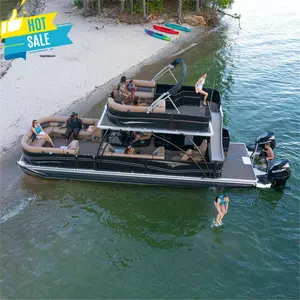 2023 Hot Sale 30 Ft Double Decker Pontoon Boat With Big Aluminum Tube For Sale