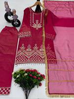 Baju Salwar Kurta Sutra Roman Modern Berkilau dengan Dupatta untuk Pesta Pernikahan - Produk Grosir India Berkualitas Tinggi