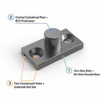 Cerradura Automática Prebloqueable para Ventana Corredera de Aluminio, Cabezal de Cerradura de Acero Inoxidable 304, Base de Aleación de Zinc, Unidad de Repuesto