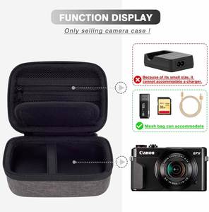 Étui pour appareil photo en matériau EVA rigide et étanche pour Canon G7x Mark II/G7x Mark III avec sac en filet pour ranger les câbles de données (noir) - Product Image 2