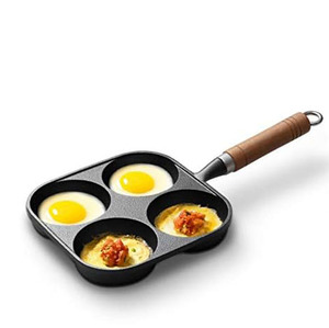 Poêle à omelette et à œufs en fonte à quatre trous antiadhésive facile à nettoyer avec fond plat pour cuisinières à gaz et à induction - Product Image 1