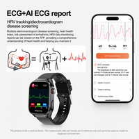 Jam Tangan Pintar AMOLED ECG 2,04 inci dengan Panggilan BLE, Pemeriksaan Kesehatan, Pengukuran SpO2 Darah, Detak Jantung, IP68, dan Fitur Kebugaran