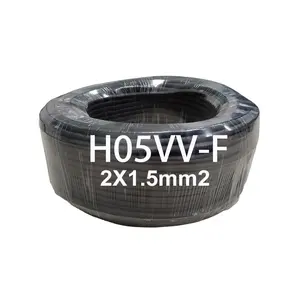 H05VV-F 2X1.5 mm2 Fire Resistant 2X1.5 mm2 PVC Insulated Bare Copper Flexible 300/500V CE Rohs standard Sheathed Jacketed po