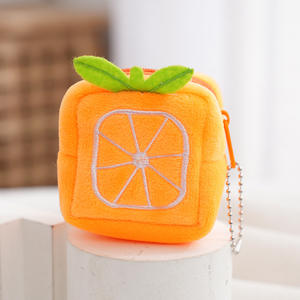 Cute Fruit Series Plush Coin Purse with Credit Card <b>Wallet</b> & <b>Keychain</b> Cotton & Polyester Fresh & Sweet Style for Kids - Product Image 2
