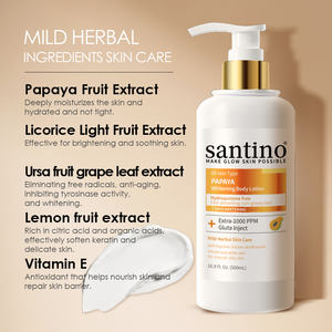 Lotion corporelle éclaircissante <span class=keywords><strong>et</strong></span> nourrissante à base <span class=keywords><strong>de</strong></span> plantes antioxydante pour la peau avec vitamine E pour améliorer le teint irrégulier <span class=keywords><strong>de</strong></span> la peau - Product Image 3