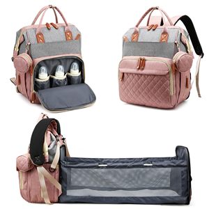 Zaino per Pannolini con Fasciatoio, Borsa Multifunzionale Impermeabile per <span class=keywords><strong>Mamma</strong></span> e Papà, Elegante Zaino da Viaggio per Neonati - Product Image 1
