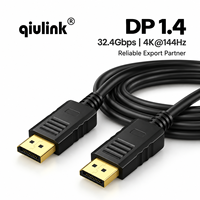 Câble Qiulink DP 1.4 32,4 Gbps 4K 144 Hz Haute Vitesse pour Moniteur de Jeu PC Ordinateur Portable Téléviseur Projecteur Bureau