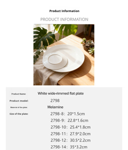 Trắng rộng gọng phẳng tấm <span class=keywords><strong>melamine</strong></span> tấm tròn Bộ đồ ăn dễ dàng để làm sạch bền và phong cách cho gia đình ăn uống sử dụng - Product Image 4