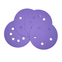 Disque de ponçage en céramique violette de 5 pouces, multi-trous, personnalisé, haute précision, durable, pour composites automobiles