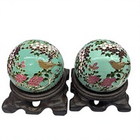 Coffret Cadeau de Boules de Baoding et de Bagues Sonores en Porcelaine, Artisanat Chinois, pour le Bien-être et les Cadeaux d'Entreprise et de Fêtes
