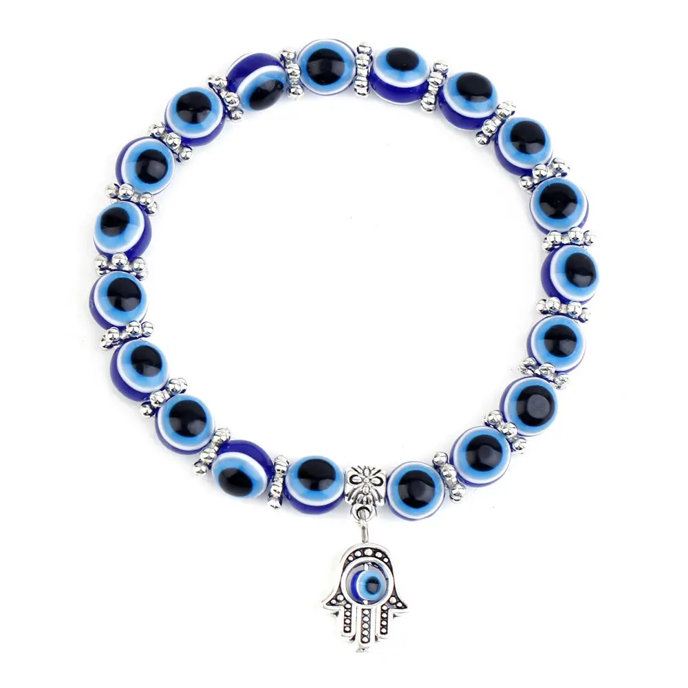 Bracelet en perles mauvais œil pour femmes et hommes, bijou de main de fatma, œil bleu, turque, 8mm, 10mm, vente en gros, offre spéciale,