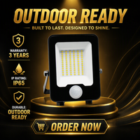 Reflector LED de 30W para Exteriores con Sensor OUTLUX E046, Ligero, IP65, Certificado RoHS, 3 Años de Garantía, para Iluminación de Jardín y Paisaje