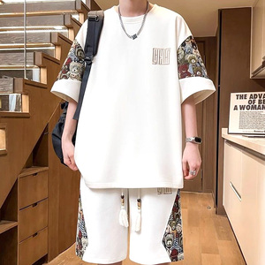 Vêtements de sport d'été 2025 pour hommes, t-shirts et shorts en tricot respirant à imprimé vintage, tendance, durables et confortables - Product Image 6