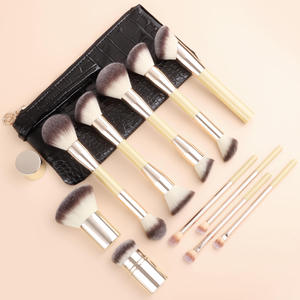 11-Piece Wood Handle Makeup <b>Brush</b> Set Cruelty-Free Synthetic Hair Foundation Contour Powder Multi-Use <b>Brush</b> Kit - Product Image 5