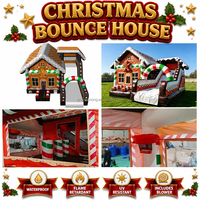 Château gonflable commercial pour enfants avec toboggan, thème Noël, pour jardin et fêtes en plein air, maison de rebond en forme de pain d'épices, à vendre