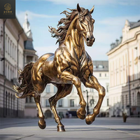 Technique de moulage polie de sculpture de cheval en bronze d'extérieur grandeur nature moderne pour l'art contemporain de jardin