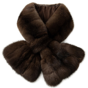 Sciarpa Elegante in Vera Pelliccia di <span class=keywords><strong>Visone</strong></span> per Donne, Eco-Friendly, Marrone Scuro, Collo Incrociato, Stola Invernale, Vendita all'Ingrosso - Product Image 1