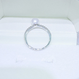 Bague en argent pur avec perle d'eau douce ronde de 6-7 mm, faite à la main à Zhuji, exquise, sans défaut, aurora, pour femmes - Product Image 1