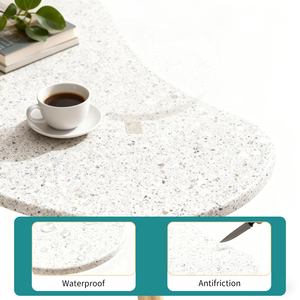 Tùy chỉnh thiết kế độc đáo hình dạng bàn cà phê với chân gỗ và đầu đá cẩm thạch - Product Image 5