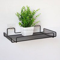 Estante de pared para enrutador, soporte de almacenamiento para TV, malla negra, decoración de pared, cesta