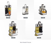 Ensemble d'ustensiles de cuisine en acier inoxydable : Bouteilles pour vinaigre, huile d'olive et huile de cuisson, Salière, Poivrière et Boîte à épices – Écologique