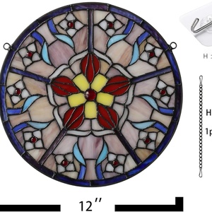 Superbe Panneau de Vitrail Rose Massif Fait Main, Motif Plat Moderne, Plaqué Or, Écologique, Décoration Murale pour Salon - Product Image 6