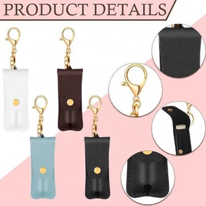 Soft PU Leather Keychain Lipstick Holder Pouch Lip Holder Travel Accessories Lipstick Sleeves for Ladies - Product Image 5