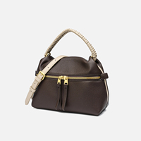 Sac à main de luxe en PU grainé avec poignée tressée, sac bandoulière pour femme, petit sac messager à fermeture éclair en polyester