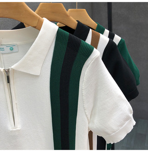 Camisas Polo Casuales de Negocios para <span class=keywords><strong>Hombre</strong></span>, Nuevas de Verano, Camisetas Polo de Punto con Mangas Cortas y Rayas de Colores Combinados - Product Image 6