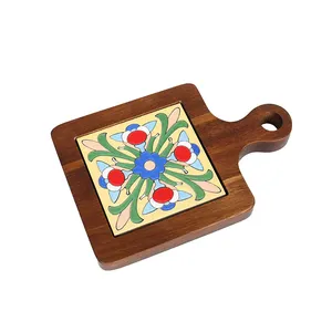 Shangrun In Stock Top Quality Hot Selling Handmade Wooden Coasters With Best Tiles Design Trending Coasters Wood Coaster Tray
