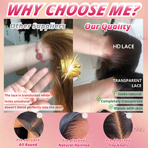 วิกผมตรงแบบ Bone Straight ทำจากผมแท้ 13x4 HD Lace Front ไม่ต้องใช้กาว  ถอนขนมาแล้ว  จัดเรียงเกล็ดผม  วิกผมตรงสำหรับ<span class=keywords><strong>ผู้หญิง</strong></span>ผิวสี  ขายส่ง - Product Image 5
