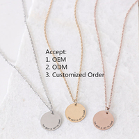 Bijoux gravés personnalisés inspiration bijoux en acier inoxydable disque rond personnalisé pendentif de pièce de monnaie collier en plaque d'or 18k bijoux