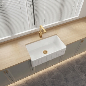 Fregadero de Cocina de 33 Pulgadas de Arcilla Refractaria Estilo Granja con Frente Reversible <span class=keywords><strong>para</strong></span> Suministro Comercial - Product Image 3