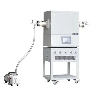 1700C Single Zone Alumina Tube Furnace with 3 Channel Gas Mixer, Vacuum Station, and Anti-Corrosive Vacuum Gauge - CY-1700X-F3