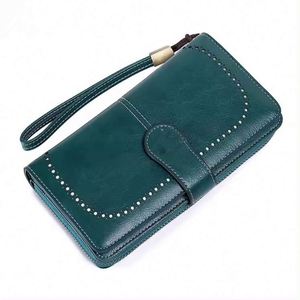 Free Sample travel designer vintage rfid cheap new genuine leather <b>women</b> long <b>wallets</b> clutch - Product Image 2