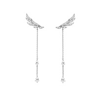 Boucles d'oreilles tendance en argent 925 avec zircon, motif ailes d'ange, pour femme