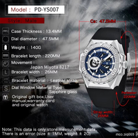 Montres automatiques mécaniques de luxe pour hommes Pagani Design YS007 en stock, 1 pièce, logo personnalisé, 50 pièces, fabricant OEM ODM