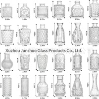 Vase à fleurs vintage en verre transparent avec illustration imprimée pour la décoration de table de mariage ou de la maison, vente en gros
