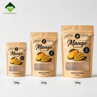 Sachet Doypack Personnalisé en Papier Kraft avec Fenêtre pour Tranches de Mangue Séchée, Qualité Alimentaire, Marque Privée, Vente en Gros, OEM, ODM