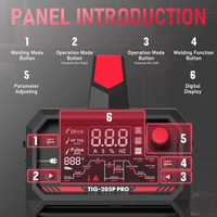 YEESTECH 205A Mesin Las TIG DC Tegangan Ganda Baru dengan Pulse Stick/TIG 3-in-1 Layar LED Besar-TIG-205P