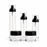 Ensemble de flacons pulvérisateurs transparents en PET avec pompe noire, pots cosmétiques vides pour crème, emballages de soins de la peau