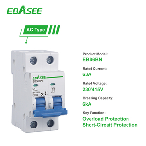 <span class=keywords><strong>Disjoncteur</strong></span> miniature EBASEE EBS6BN pour rail DIN, 1P 2P 3P 4P, 6kA AC, 20A 25A 32A 63A 10kA - Product Image 2