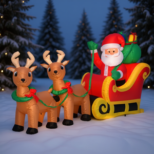 Trineo Inflable Navideño con Renos, Decoración Navideña para Jardín, 8 Pies, PVC - Product Image 2